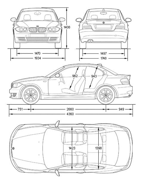 Габариты, размеры BMW E82 Купе 1-й серии